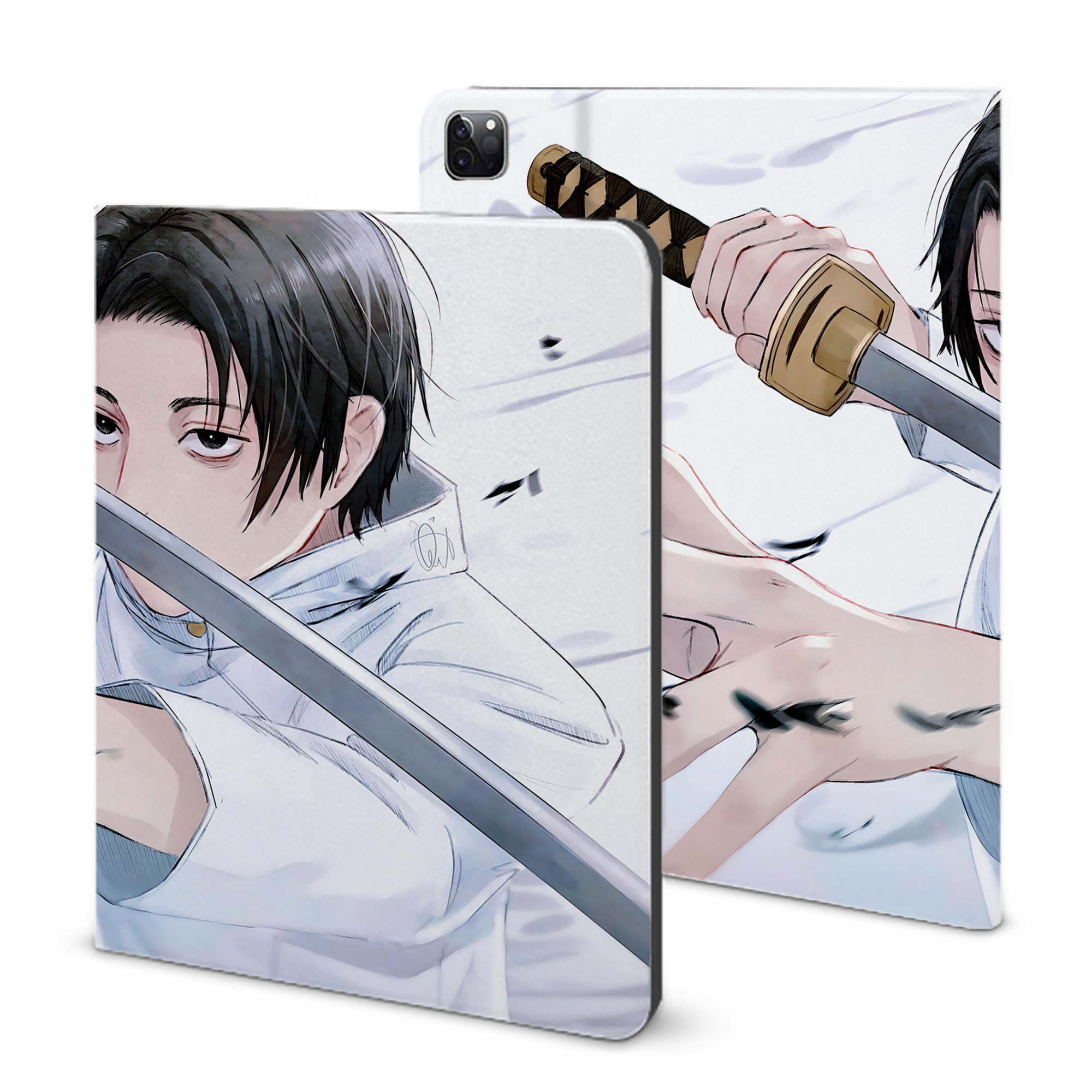 （画像用） 呪術廻戦 Jujutsu Kaisen IPad ケース ブック型 PUレザー TPU 耐衝撃 軽量 薄型 ペン収納なし 全面保護 IPad 各モデル対応
